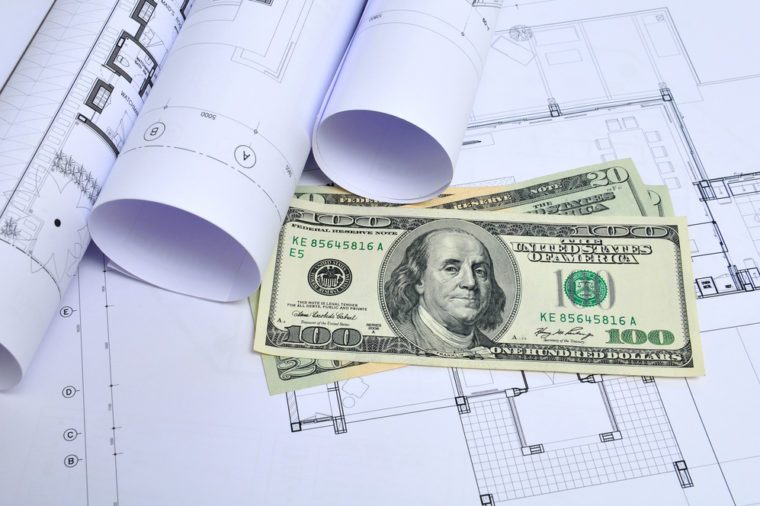 architectural drawing and dollar money