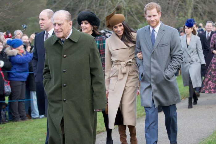 Prince William and Catherine Duchess of Cambridge, Meghan Markle and Prince Harry at the Christmas Day morning church service at St Mary Magdalene Church in Sandringham, Norfolk.
