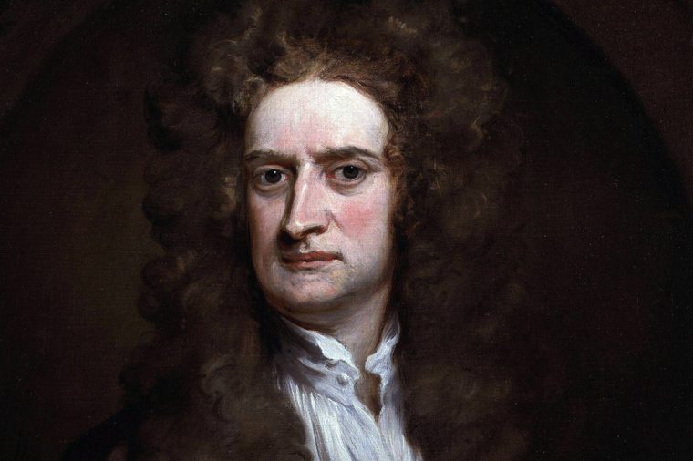 Sir Isaac Newton (1642-1727). Portrait by Sir Godfrey Kneller 1689. Newton was an English physicist, mathematician, astronomer, natural philosopher, alchemist, and theologian considered to be one of the most influential people in human history.