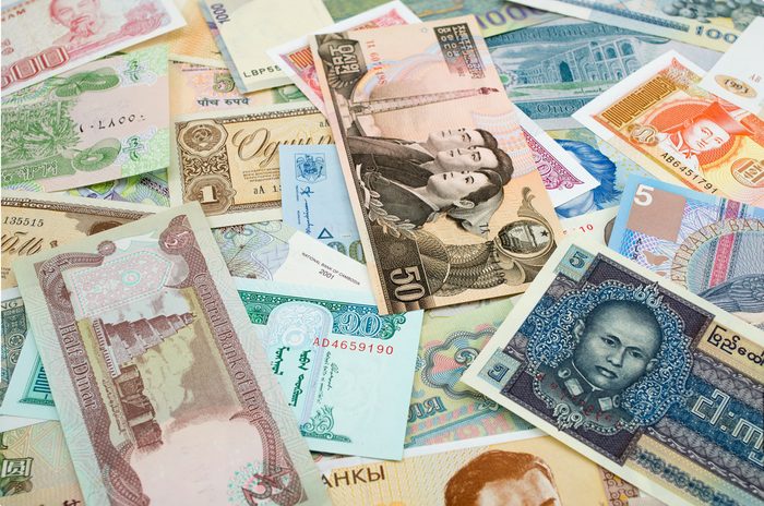 Background of different currency from countries around the world