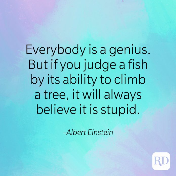 "Everybody is a genius. But if you judge a fish by its ability to climb a tree, it will always believe it is stupid." –Albert Einstein