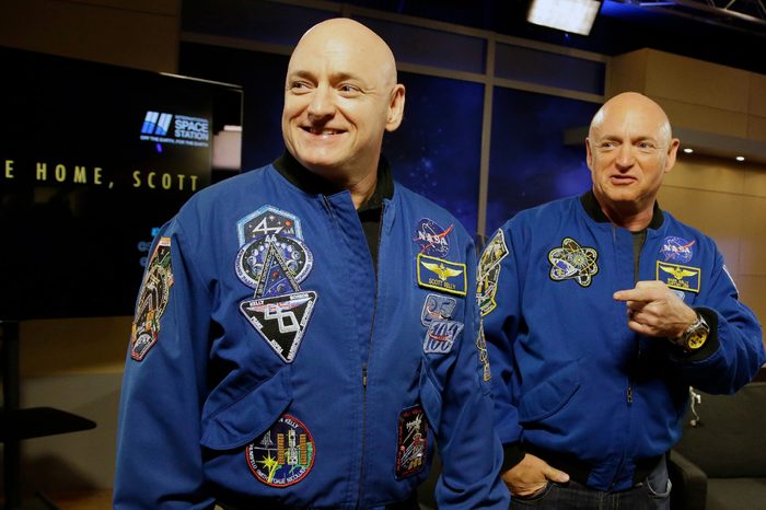 Scott Kelly, Mark Kelly NASA astronaut Scott Kelly, left, and his twin Mark get together before a press conference in Houston. Scott Kelly set a U.S. record with his a 340-day mission to the International Space Station. Kelly is exploring lots of options for the next step in his life. But he's saving the serious job discussions for retirement, coming up April 1. His identical twin, Mark, retired as an astronaut soon after the shuttle program ended in 2011, yet agreed to medical testing as part of the unprecedented twins study that got under way well before Scott's March 2015 launch from Kazakhstan