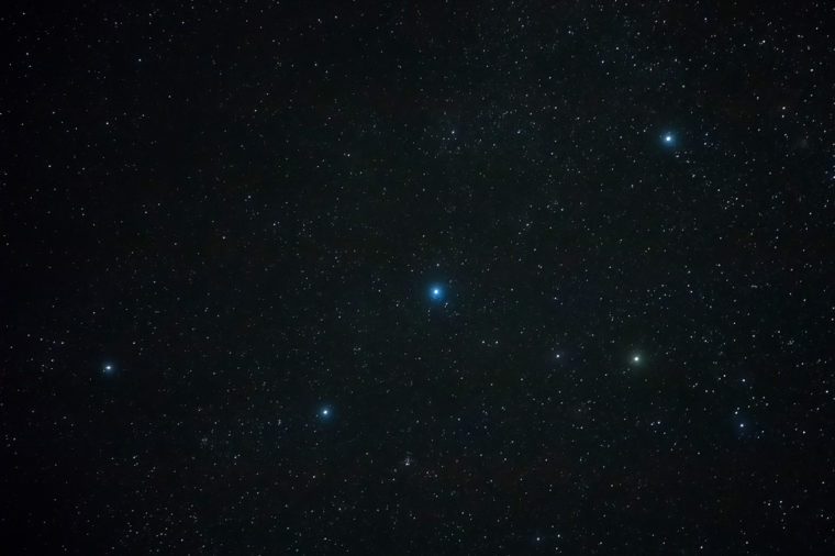 Constellation Cassiopeia in the night dark sky. Looks like a letter - W or M
