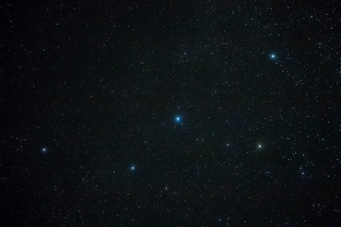 Constellation Cassiopeia in the night dark sky. Looks like a letter - W or M