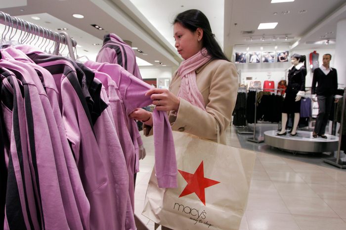 Trang Dang shops for athletic wear at Macy's flagship store in New York.