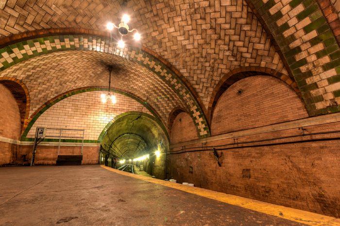 New York, USA - May 30, 2015: City Hall Subway Station in Manhattan. Landmark station built in 1904 to inaugurate the NYC Subway system.
