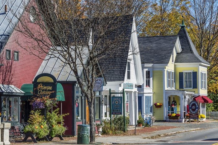 Quaint shops along Main Street, Woodstock