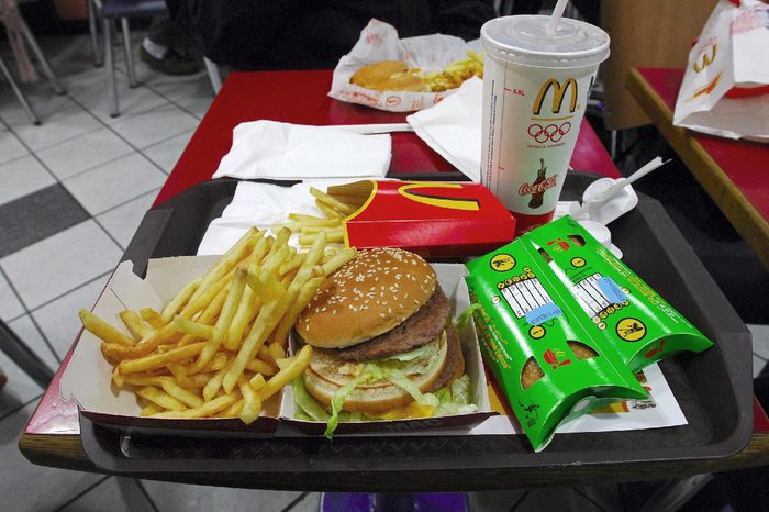 A McDonald's Big Mac Meal with extra french fries and 2 apple pies