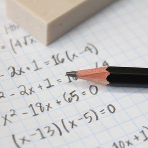 Math problems on graph paper with pencil
