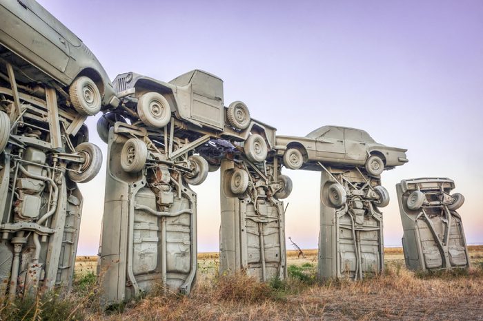 ALLIANCE, NE, USA - SEPTEMBER 27, 2009: Carhenge - famous car sculpture created by Jim Reinders, a modern replica of England's Stonehenge using old cars.