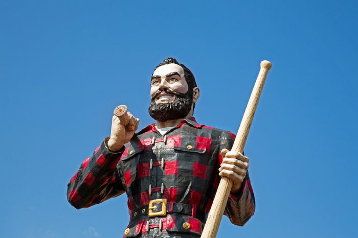 BANGOR, MAINE , USA - AUGUST 27 2014: Statue of the legendary character Paul Bunyan, a mythical giant lumberjack. In Bangor, USA 27th August 2014.