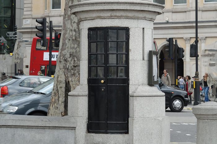 Britain's smallest police station, Trafalgar Square, London, England, Britain
