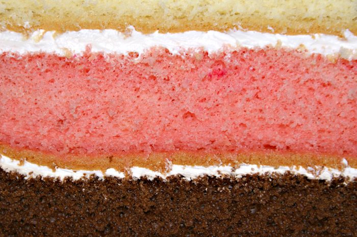 Rainbow cake close up - 3 layered cake