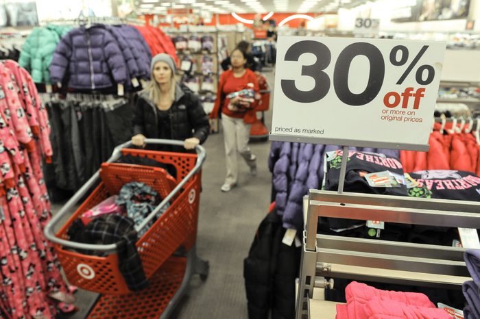 Customers Shop For Bargains at a Target Store in Glenview Illinois Usa 23 December 2011 After Us Commerce Department Data Reported That Personal Wages and Salaries Dropped 0 1 Percent From October Figures and Personal Spending Climbed 0 1 Percent Less Than the Expected 0 2 Percent to 0 6 Percent Range Target is Attempting to Counter the Slow Economic Growth by Offering Holiday Promotions and Incentives to Draw Customers Into Their Stores United States Glenview