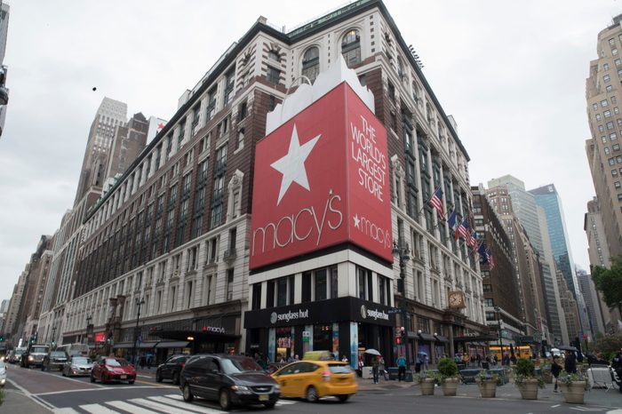 Traffic makes it's way past the Macy's flagship store, in New York.