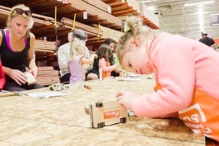 Kids building workshop at the local Home Depot store.