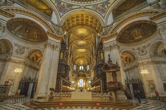 LONDON - UNITED KINGDOM, FEBRUARY 2016: Interior of the St paul's cathedral. It is an Anglican cathedral, the seat of the Bishop of London and the mother church of the Diocese of London, UK.