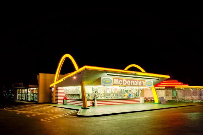 LOS ANGELES, USA - MARCH 31: The oldest operating McDonald's restaurant in the world in Downey, Los Angeles, California, USA on March 31, 2013. It opened on August 18, 1953.