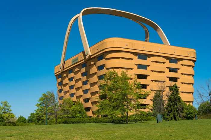 NEWARK, OH - MAY 15, 2017: The world's largest picnic basket, once the HQ of the Longaberger Basket Company, stands 7 stories tall and twice as long as a football field at the top.
