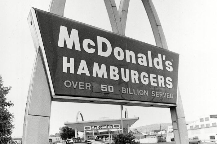 One of the last remaining old style Red-and White McDonald's, seen between the arches, stands in Beaver Falls, Pa., in Sept. 1985. It is one of six of the old style McDonald's restaurants still operating in the U.S