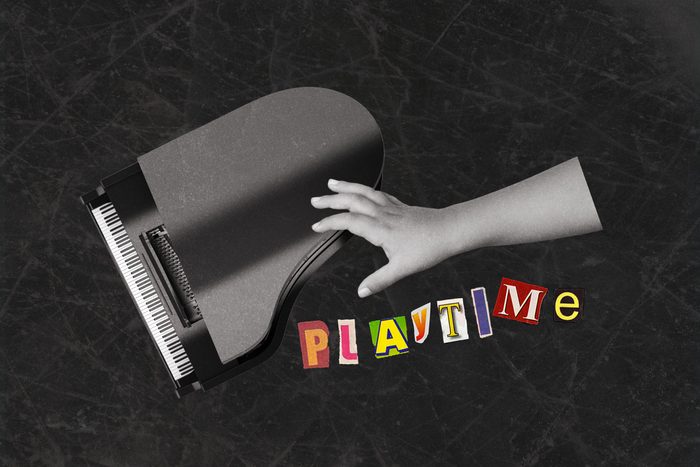 Playtime Collage with piano and hand