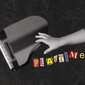 Playtime Collage with piano and hand