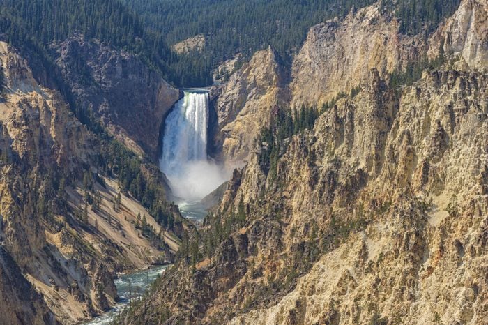 Lower Yellowstone Falls in the Grand Canyon of the Yellowstone from Artist Point Yellowstone Park Wyoming USA