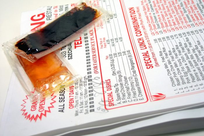 Chinese Take-out Menu and sauce packets
