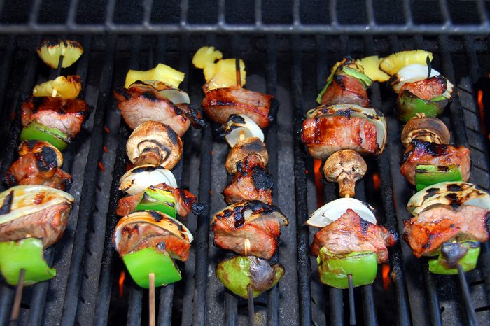 Shish Kabob Cooking On The Barbeque