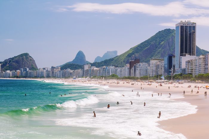 view of Copacabana beach in Rio de Janeiro. Brazil