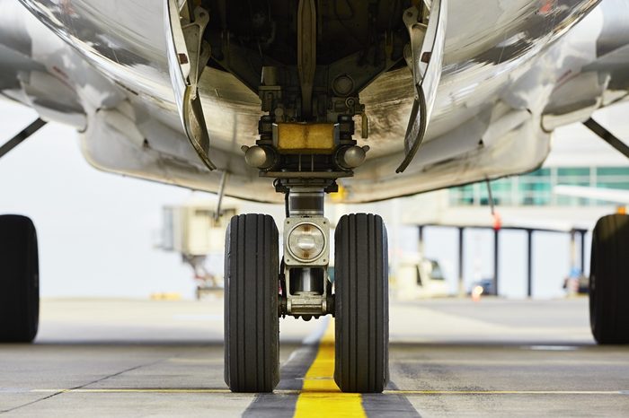 Airport - nose wheel of the aircraft