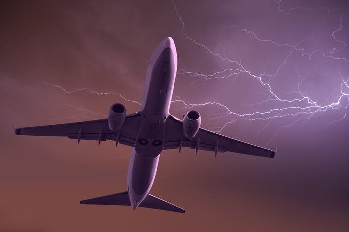 thunderstorm over the aircraft 