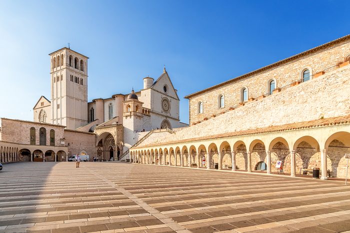 Assisi, Italy. Basilica of St. Francis, XIII century. and a portico, XV century. Included in the list of UNESCO