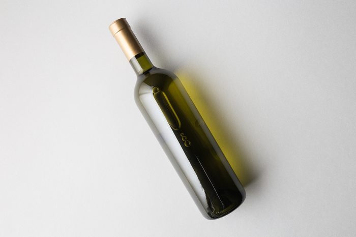 Top view of wine bottle