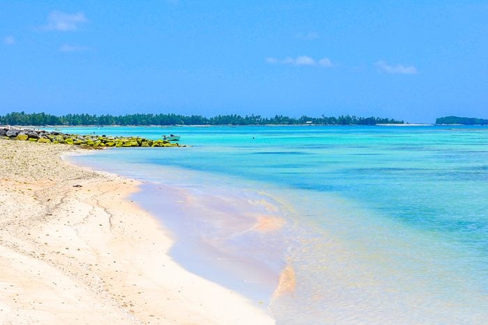 Tuvalu island paradise beach blue lagoon on pacific island sea and ocean