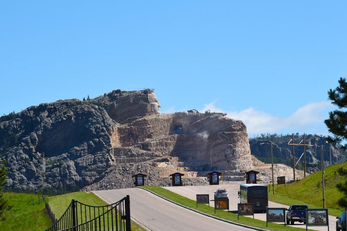 CRAZY HORSE, SOUTH DAKOTA - JUNE 23, 2017: Crazy Horse Memorial. The worlds largest mountain monument under construction in the Black Hills, in Custer County.