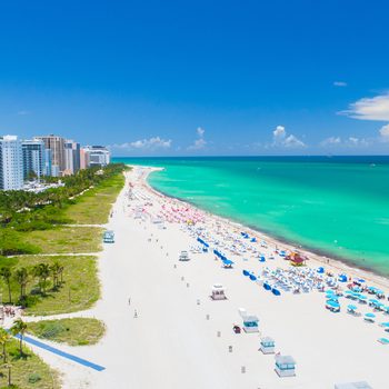 Aerial view of Miami Beach, South Beach, Florida, USA.