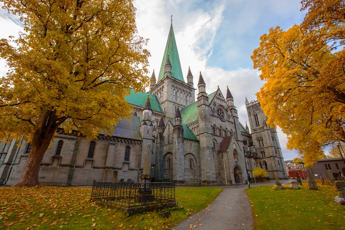 Nidaros Cathedral in autumn, Trondheim Norway