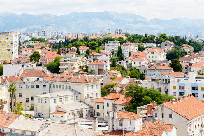 SPLIT, CROATIA - AUG 22, 2014: Aerial view of the Architecture of Split, Croatia. Split is the largest city of the region of Dalmatia and a popular touristic destination
