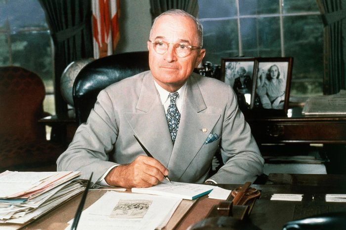 This 1948 portrait of Harry S. Truman at his White House office desk