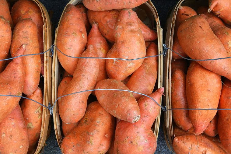 Organic Yams (Sweet Potatoes) - Farm fresh - Beautifully displayed in attractive baskets with wire handles 