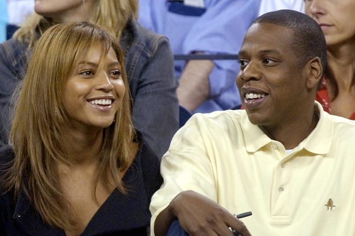 Singer Beyonce Knowles, left, and rapper Jay-Z, watch the match between Lindsay Davenport, of the United States, and Kim Clijsters, of Belgium, at the U.S. Open tennis tournament in New York
