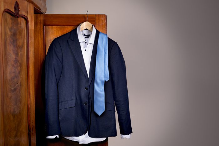 Jacket, tie and shirt hanging