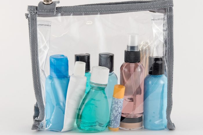 Travel Toiletries in Clear Plastic Bag