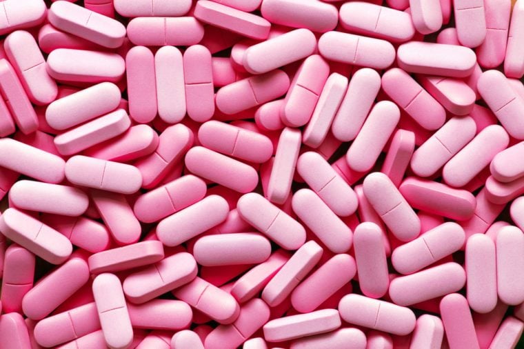 A lot of pink medicine pills