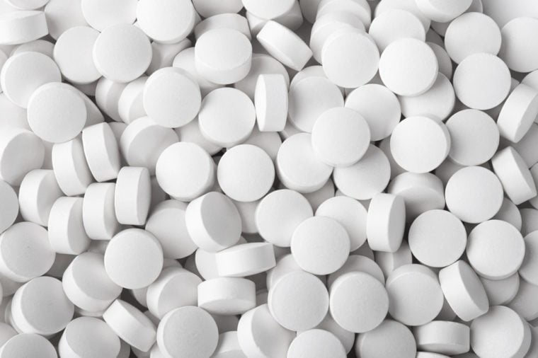 White pills close up