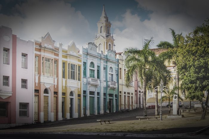Colorful houses of Antenor Navarro Square at historic Center of Joao Pessoa - Joao Pessoa, Paraiba, Brazil