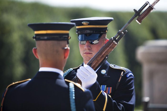 Two Guards of Honor Stands Before the Tomb of the Unknown Soldier in Arlington National Cemetery Just Outside Washington Dc in Arlington Va Usa on 30 July 2010 a Senate Report Released Yesterday Revealed That As Many As 6600 Graves Were Likely to Be Incorrectly Marked United States Arlington