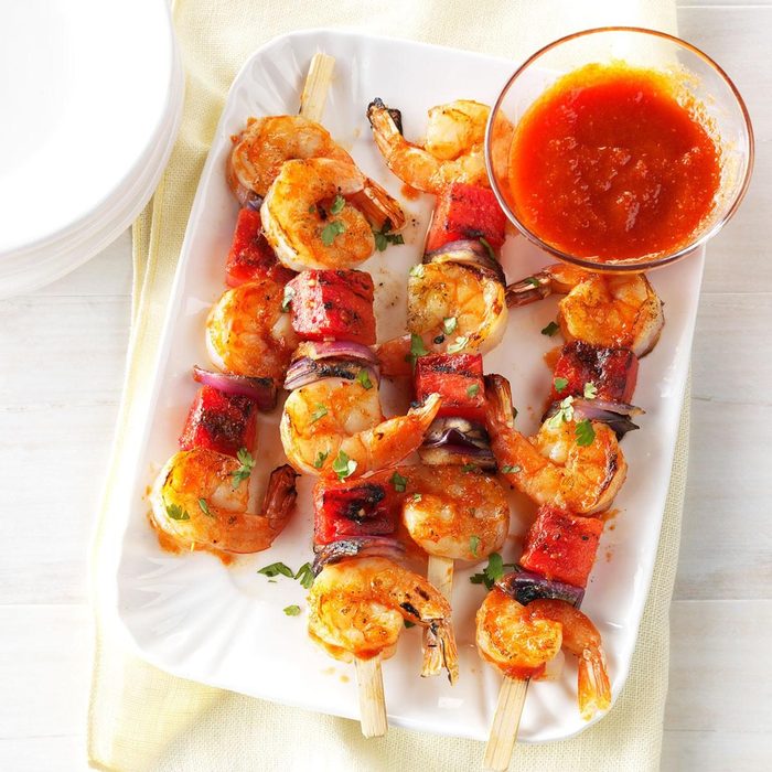 Spicy Shrimp And Watermelon Kabobs
