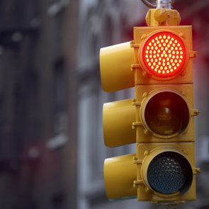 Traffic light on red, Manhattan, New York, America, USA